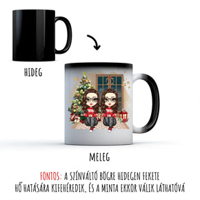 egyedi chibi karakteres bögre szerelmes pároknak karácsonyi