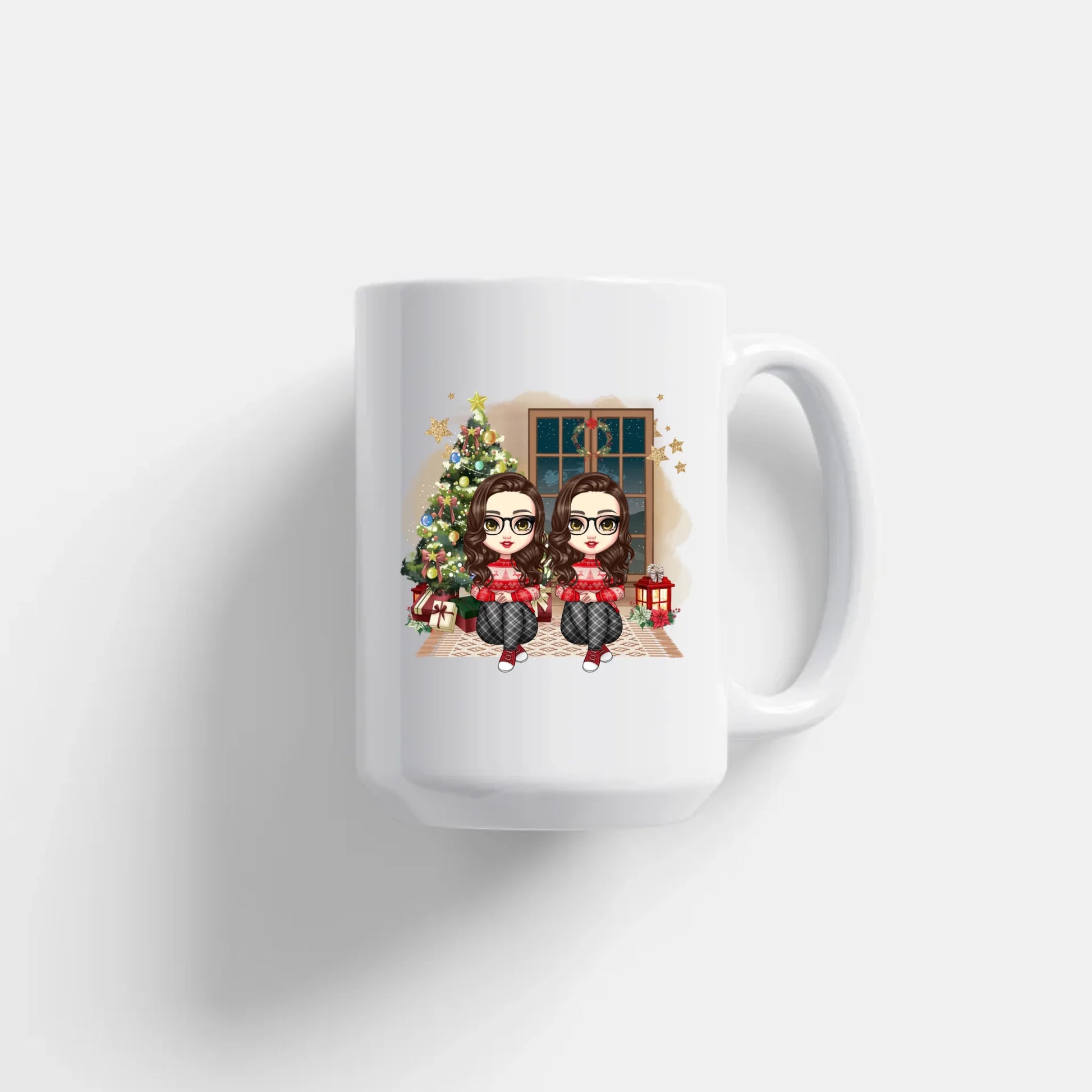 egyedi chibi karakteres bögre szerelmes pároknak karácsonyi