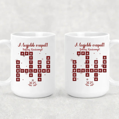 egyedi chibi karakteres bögre szerelmes pároknak karácsonyi