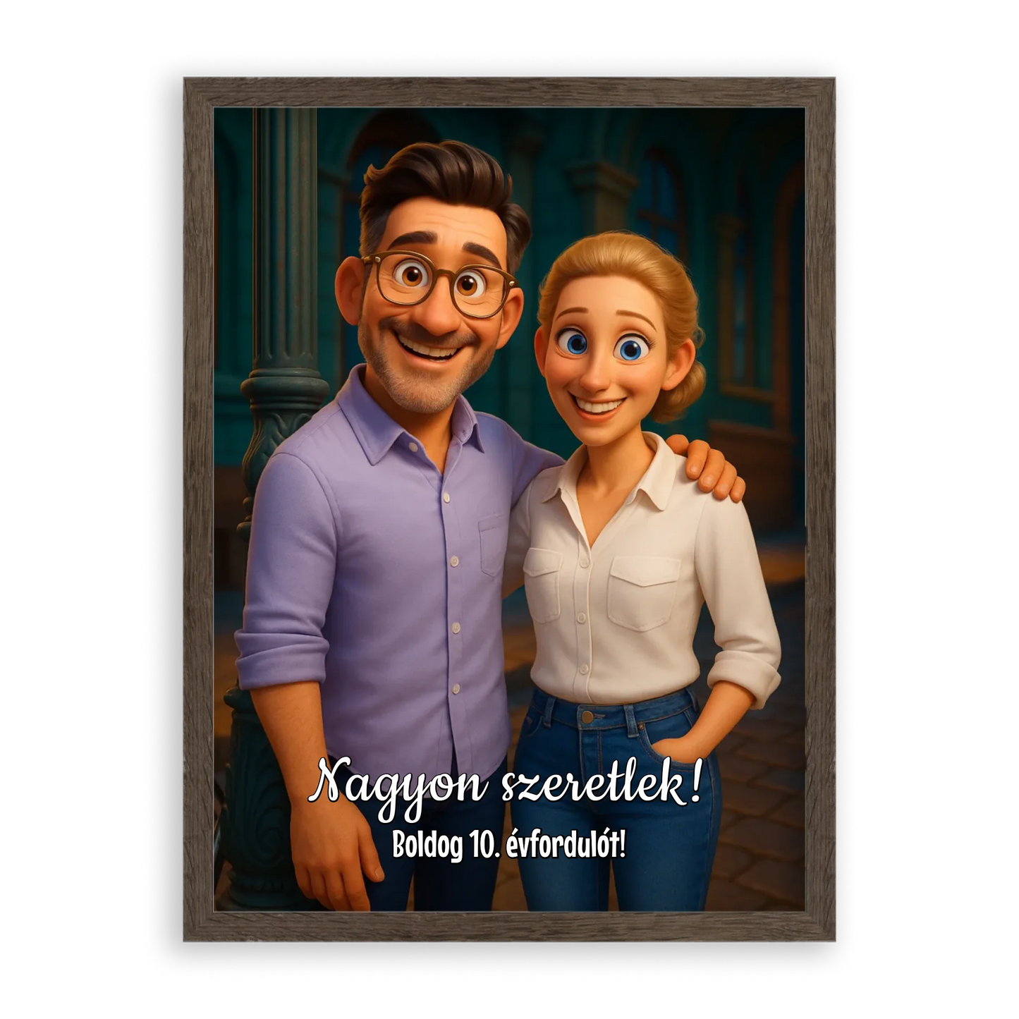 Egyedi Születésnapi/Évfordulós Fotókollázs (1-9 évig) - Falikép-dió-képkerettel