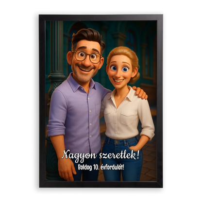 Egyedi Születésnapi/Évfordulós Fotókollázs (1-9 évig) - Falikép-dió-képkerettel