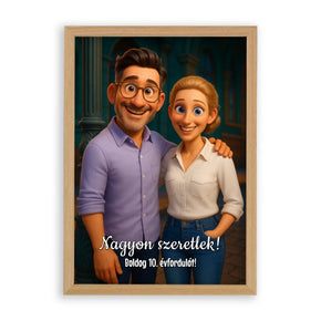 Egyedi Születésnapi/Évfordulós Fotókollázs (1-9 évig) - Falikép-dió-képkerettel