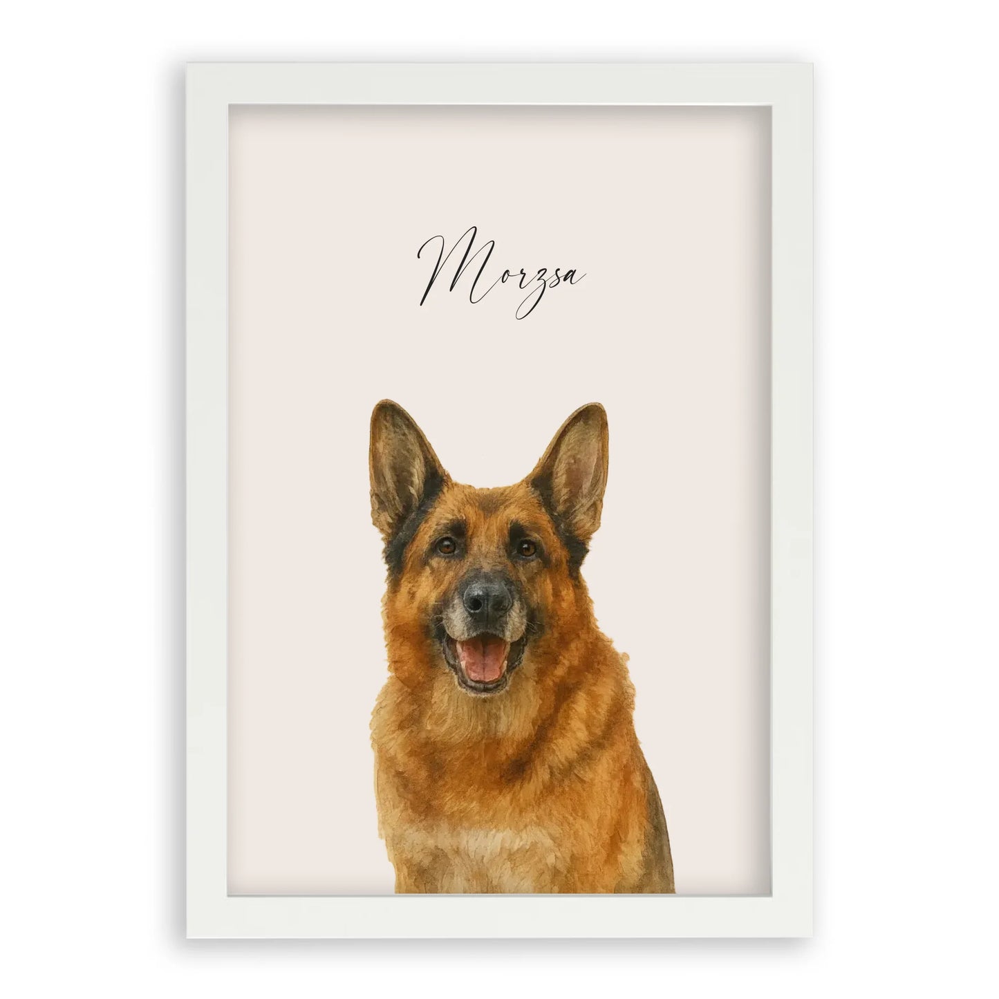 Egyedi Vízfesték Portré Falikép Kutyáról Képkerettel