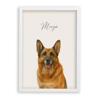 Egyedi Vízfesték Portré Falikép Kutyáról Képkerettel