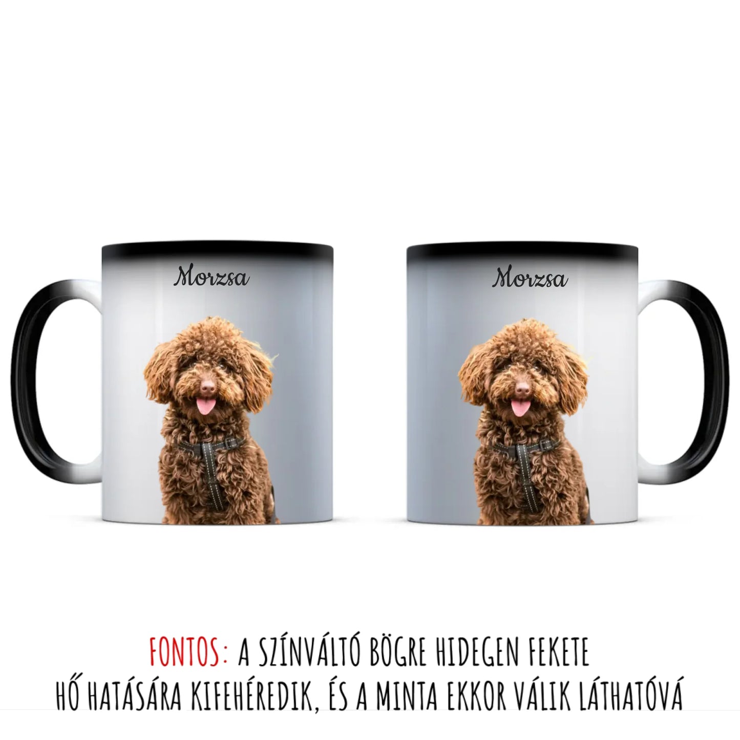 egyedi személyre szabható kutyás fényképes színváltó bögre
