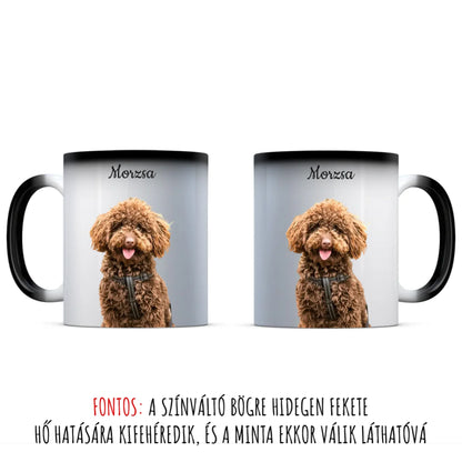 egyedi személyre szabható kutyás fényképes színváltó bögre