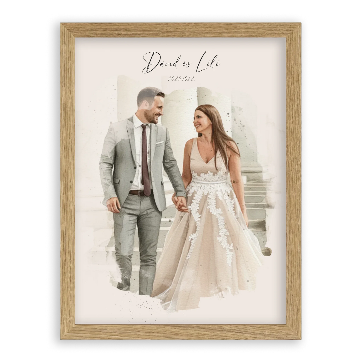 Egyedi Születésnapi/Évfordulós Fotókollázs (1-9 évig) - Falikép-30x40cm-tölgy-képkerettel