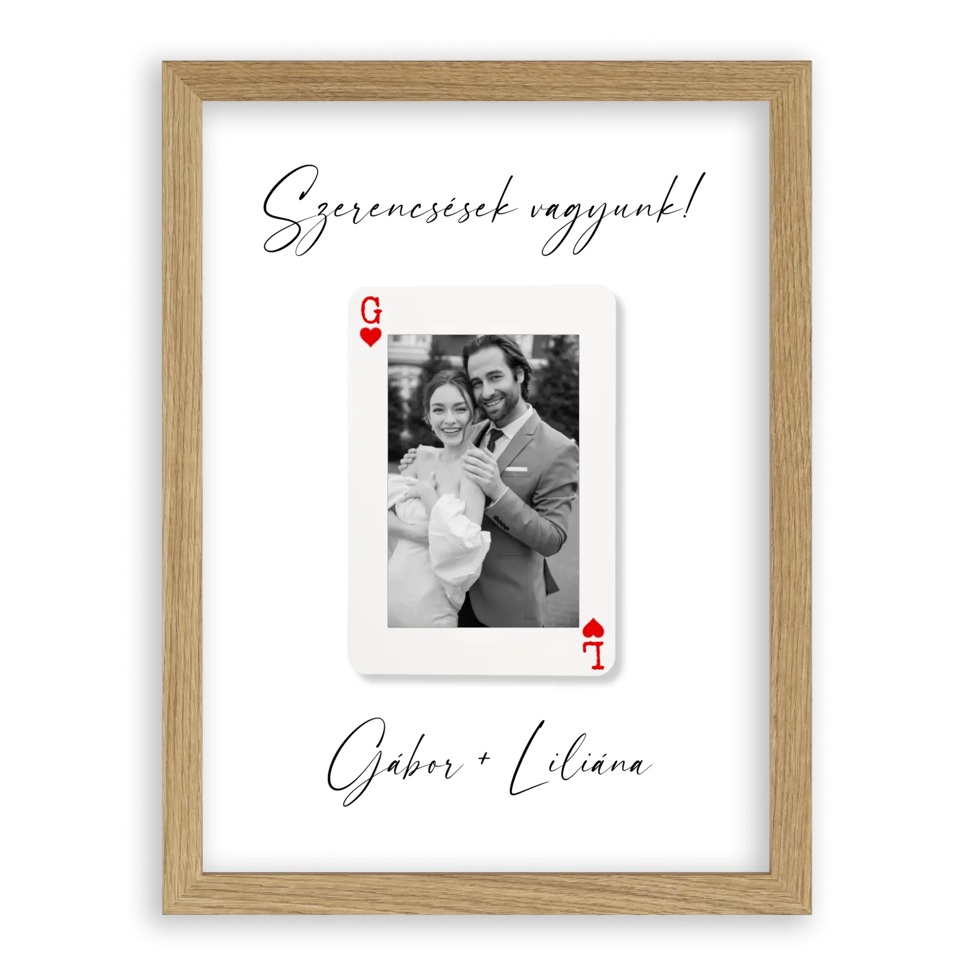 Póker Kártya Falikép Egyedi Képpel és a Nevek Kezdőbetűjével - Fekete Fehér