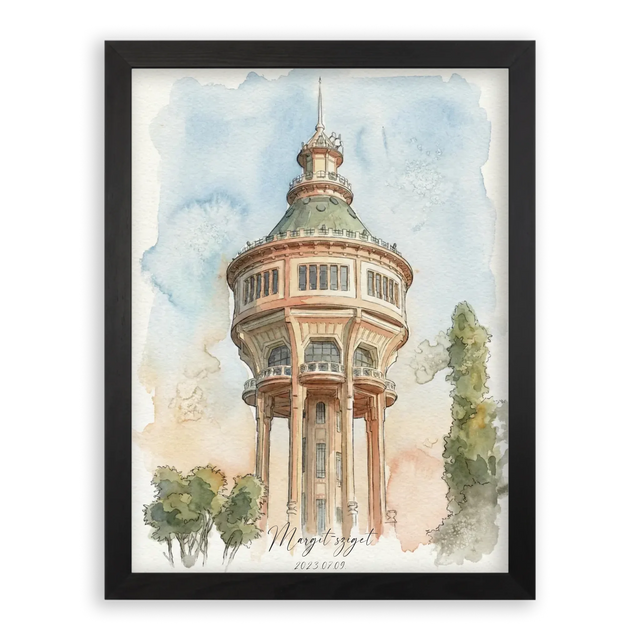 Egyedi Fényképes Akvarell Vázlat Stílusú Falikép - Kedvenc Helyeid