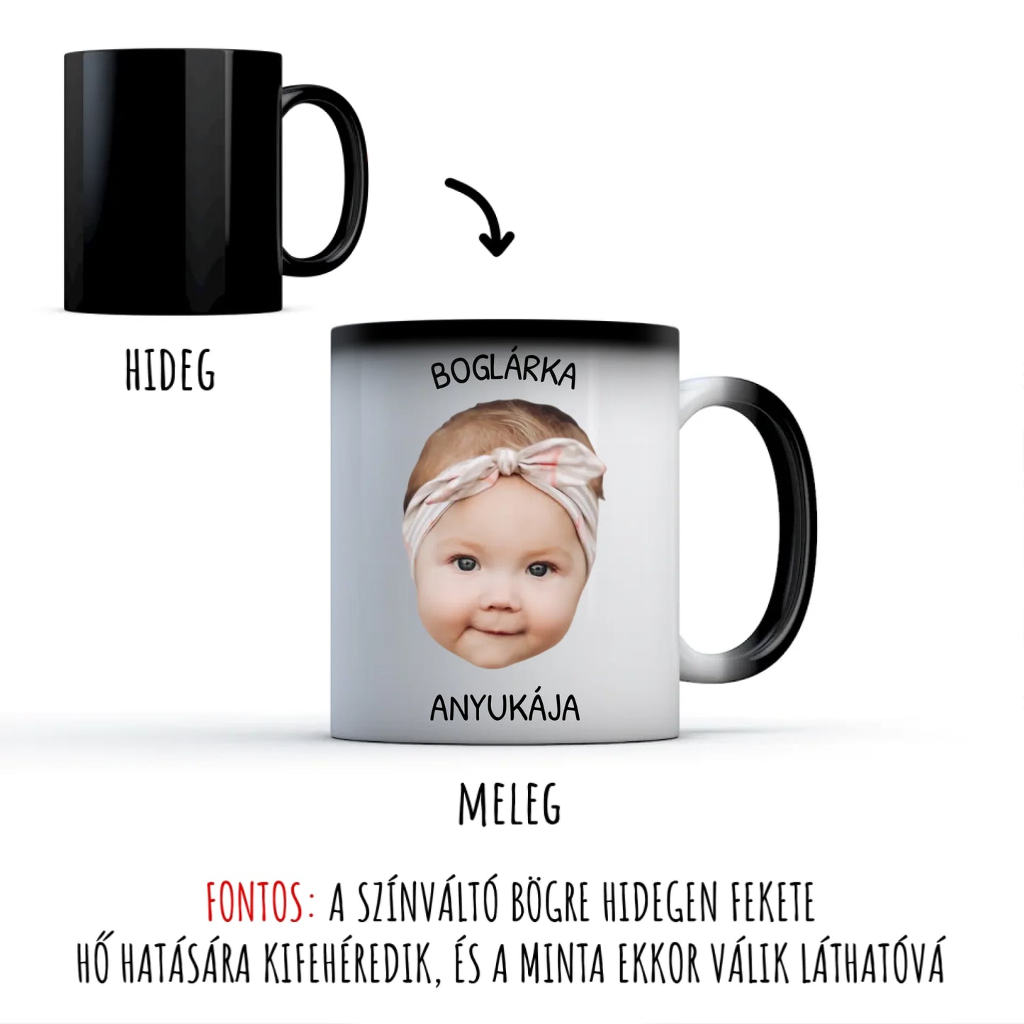 egyedi fényképes arc fej bögre
