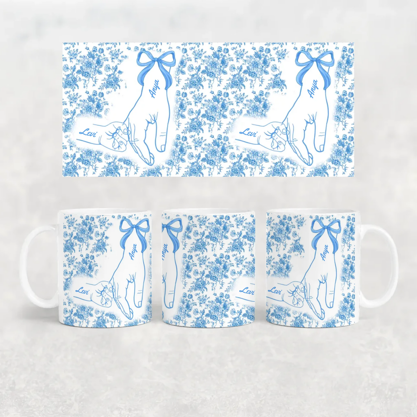 Egyedi Kék Rózsavirágos Bögre Anyának Akár 6 Névvel