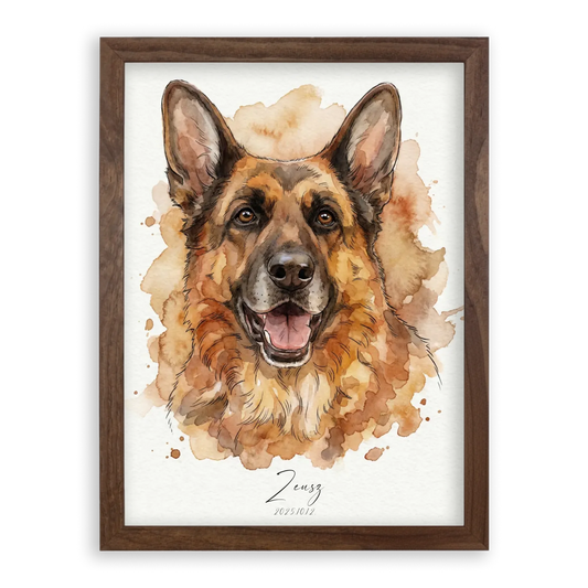 egyedi fényképes akvarell kisállat porté falikép