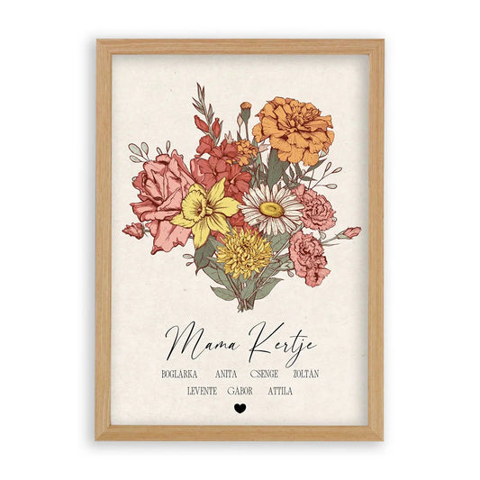 Anya-Mama-Dédi Kertje Virácsokor Falikép - Megható Ajándék Édesanyáknak
