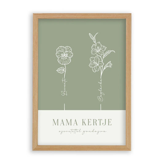 Édesanyák Kertje - Születési Hónap Virágai Falikép - Minimalista Stílus Pasztell Színekkel 1-2 Névvel