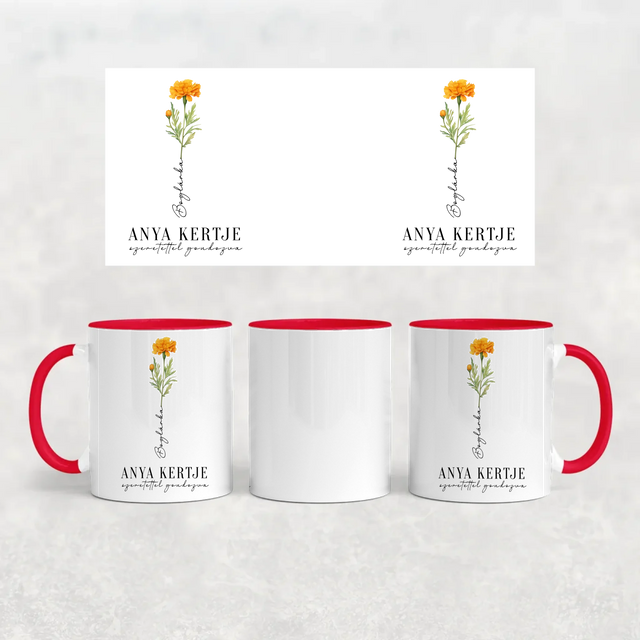 Anya-Mama Kertje Bögre Születési Hónapok Virágaival - Akár 9 Névvel