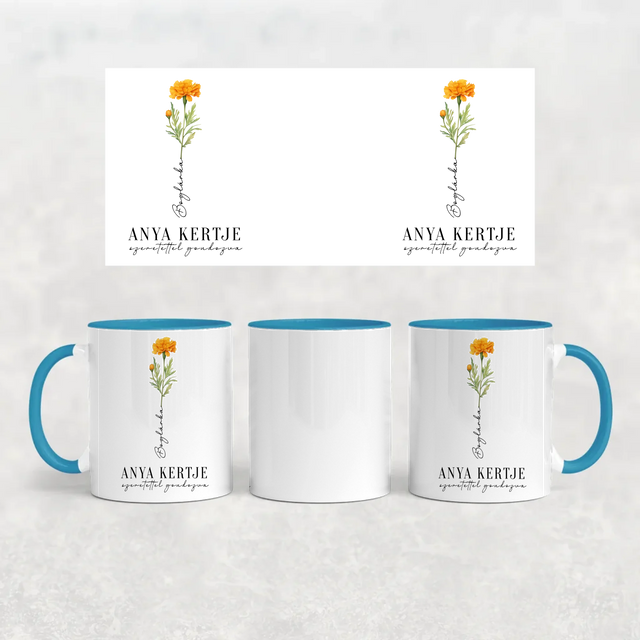 Anya-Mama Kertje Bögre Születési Hónapok Virágaival - Akár 9 Névvel