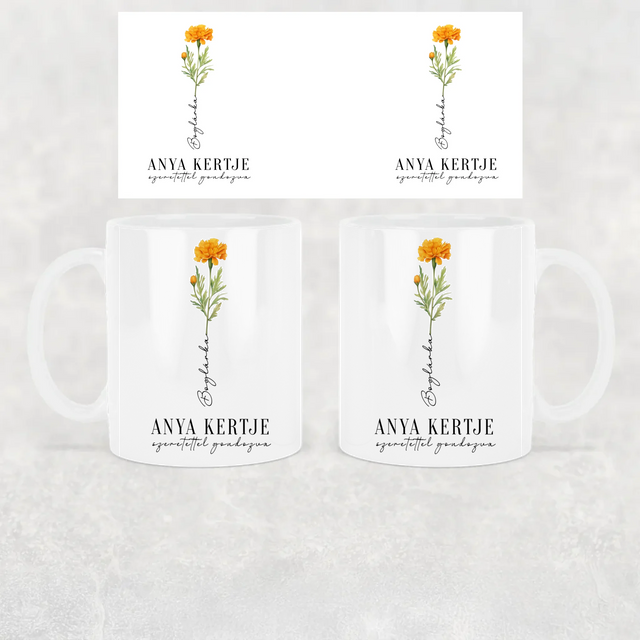 Anya-Mama Kertje Bögre Születési Hónapok Virágaival - Akár 9 Névvel