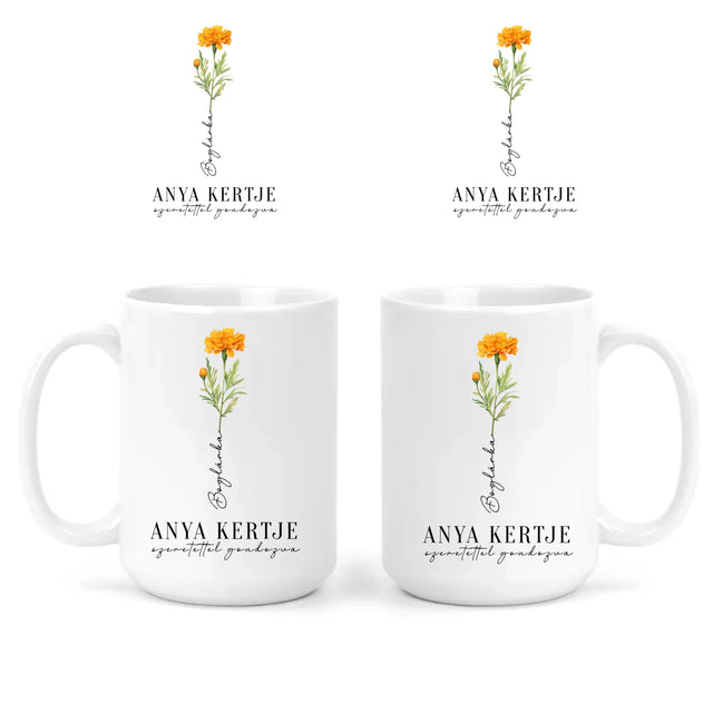 Anya-Mama Kertje Bögre Születési Hónapok Virágaival - Akár 9 Névvel
