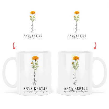 Anya-Mama Kertje Bögre Születési Hónapok Virágaival - Akár 9 Névvel