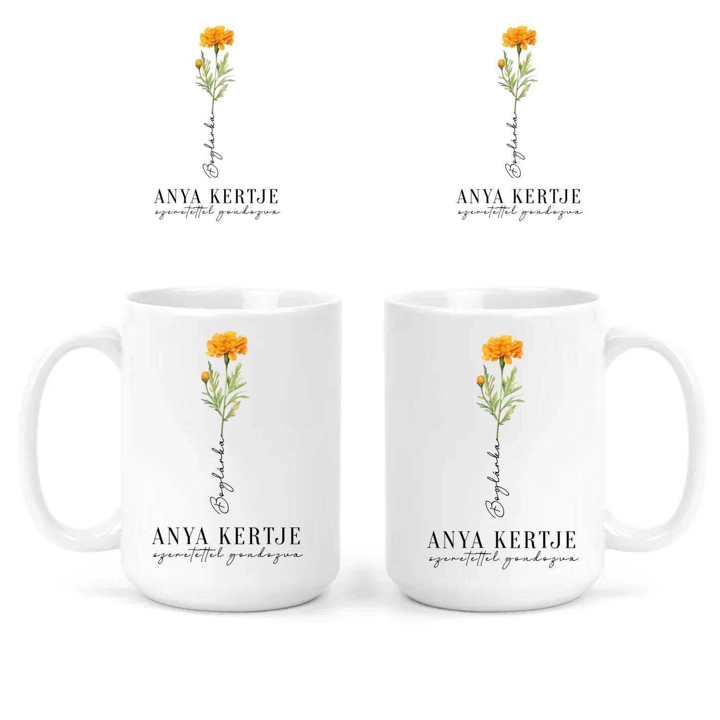 Anya-Mama Kertje Bögre Születési Hónapok Virágaival - Akár 9 Névvel