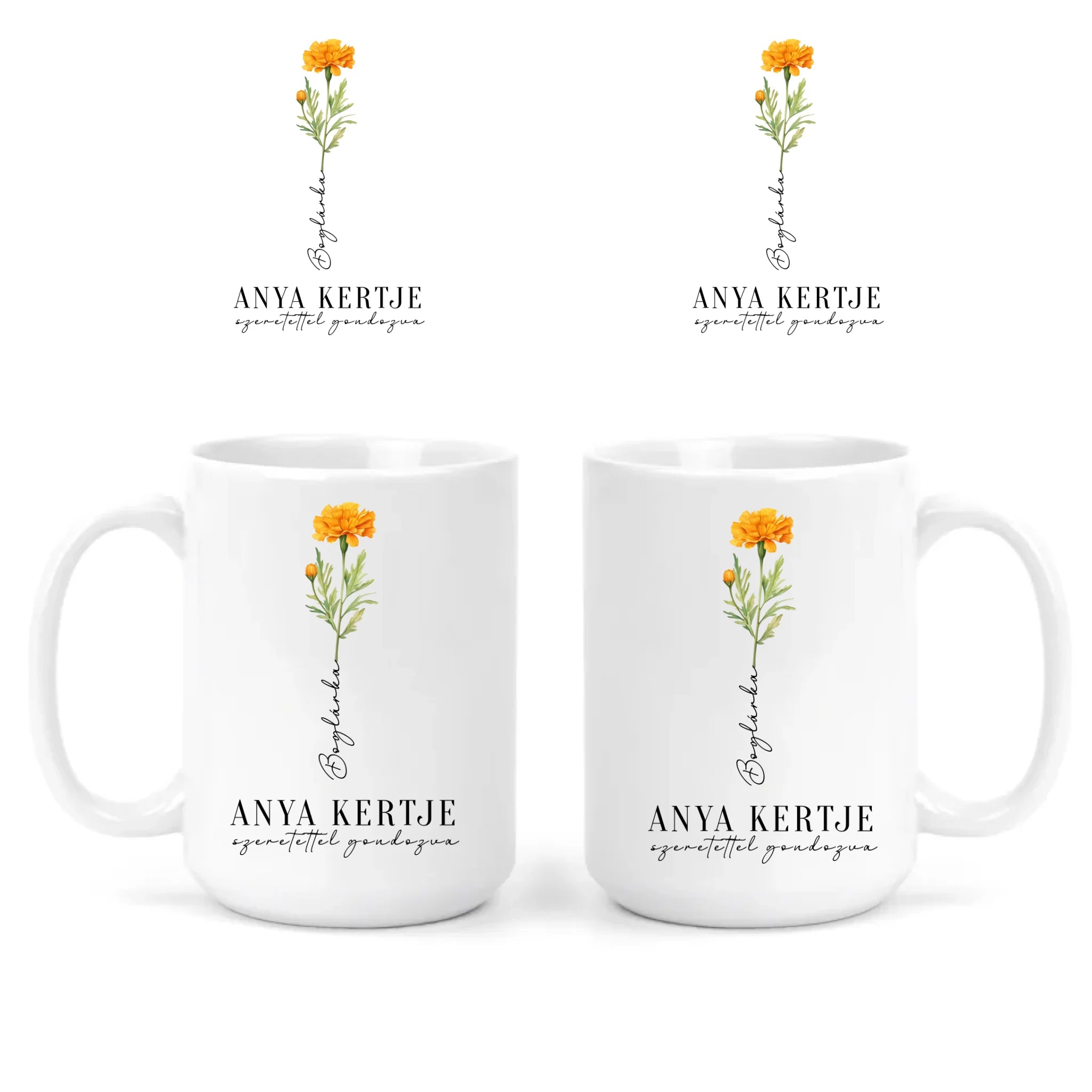 Anya-Mama Kertje Bögre Születési Hónapok Virágaival - Akár 9 Névvel