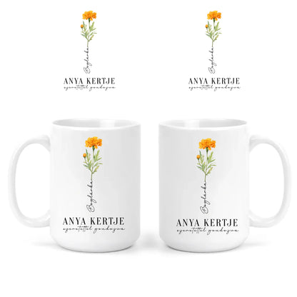 Anya-Mama Kertje Bögre Születési Hónapok Virágaival - Akár 9 Névvel