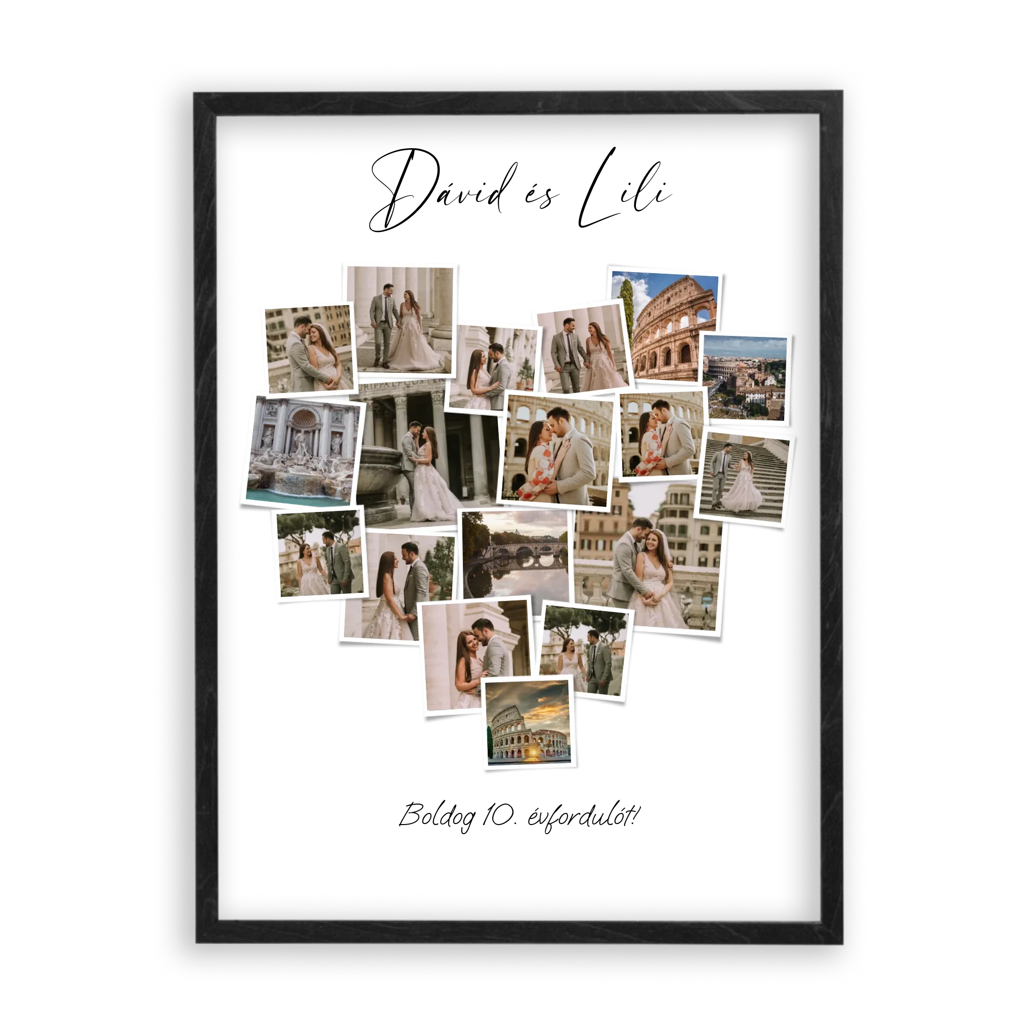 Szív Fotókollázs - Polaroid Képek - 18 Képpel