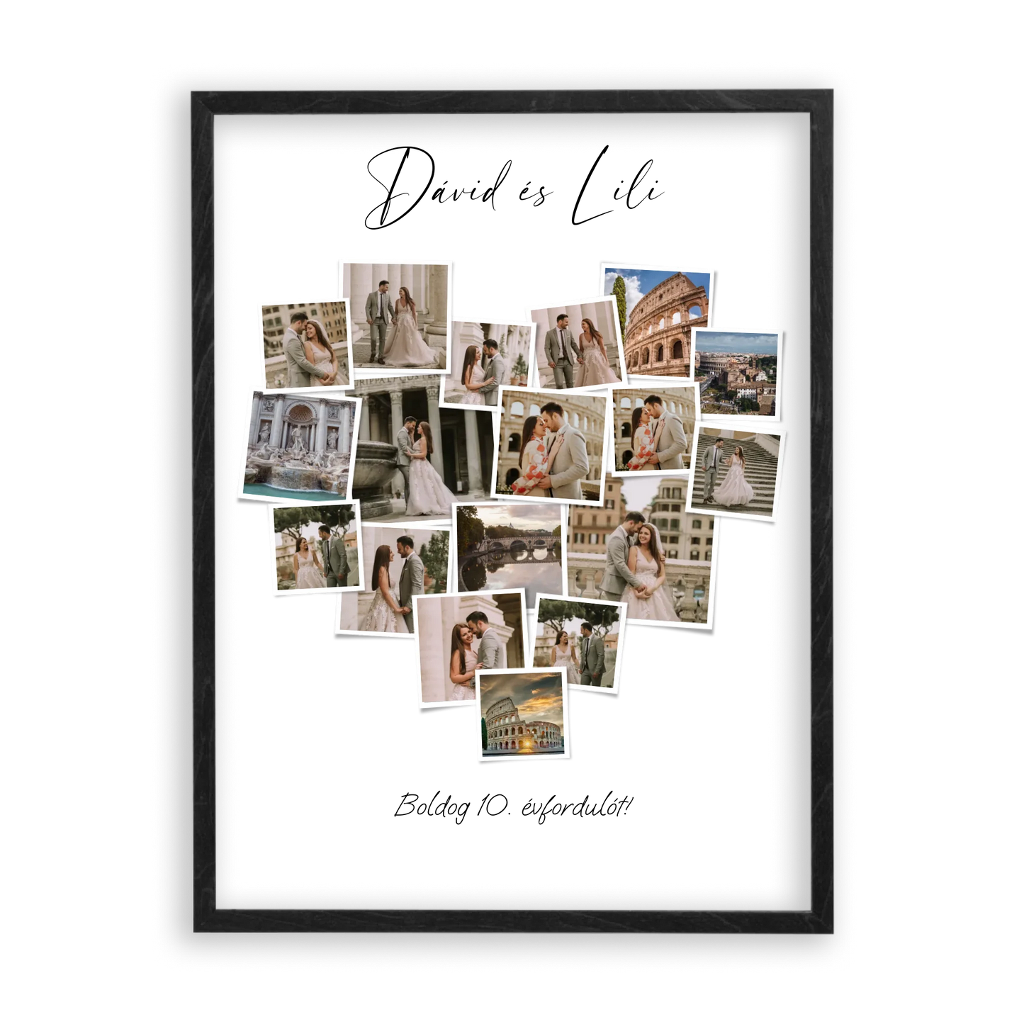 Szív Fotókollázs - Polaroid Képek - 18 Képpel