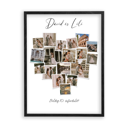 Szív Fotókollázs - Polaroid Képek - 18 Képpel