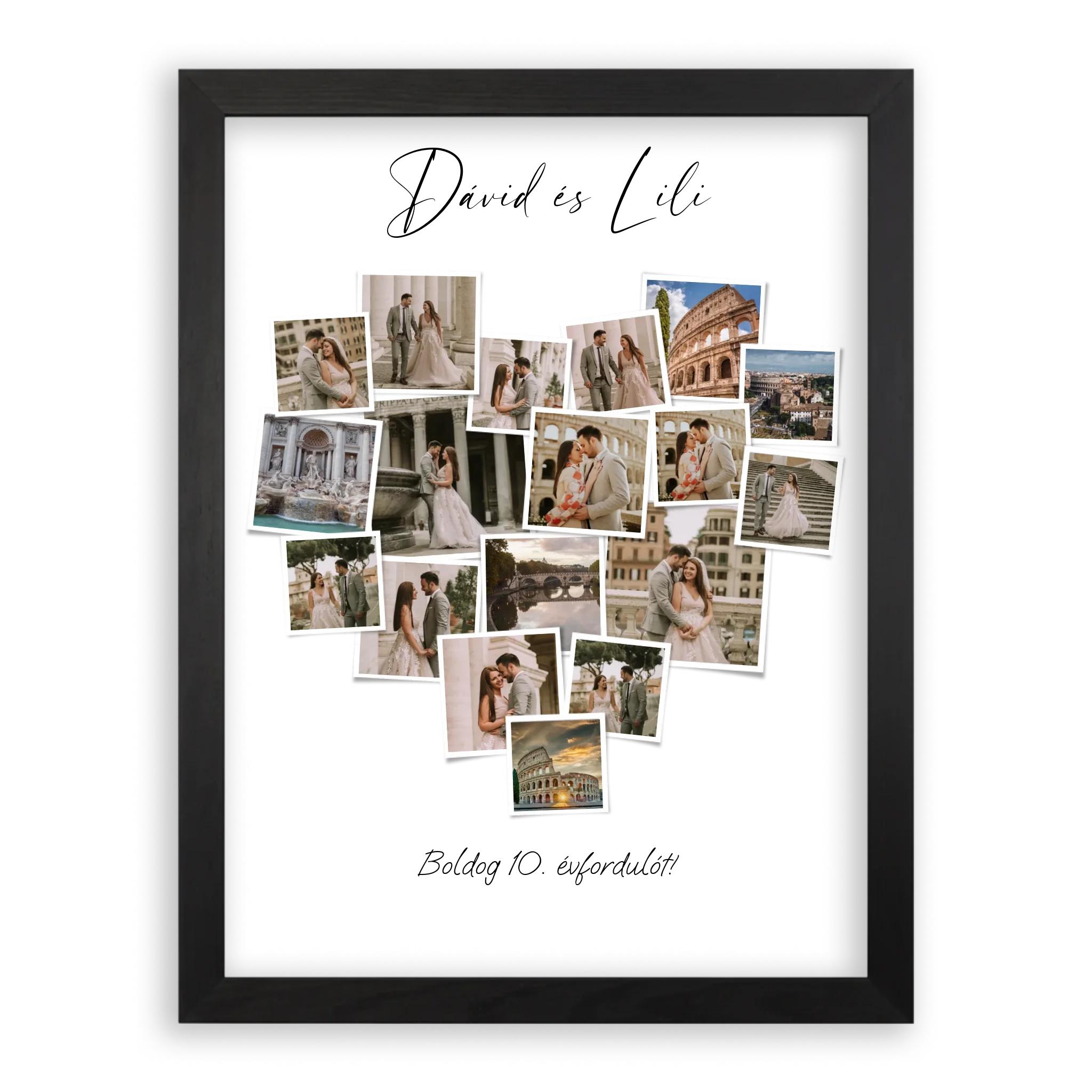 Szív Fotókollázs - Polaroid Képek - 18 Képpel