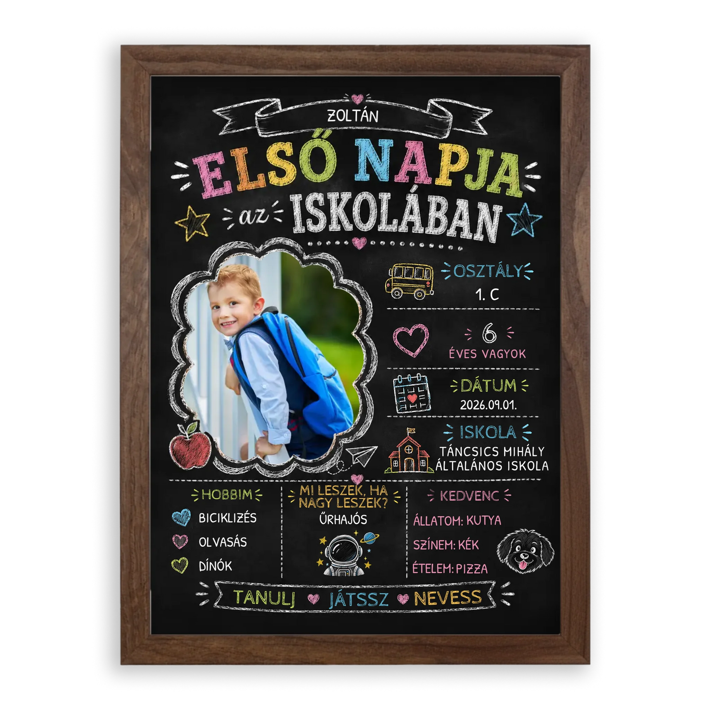 Első Nap az Iskolában - Emlékőrző - Krétatábla Stílusú Falikép