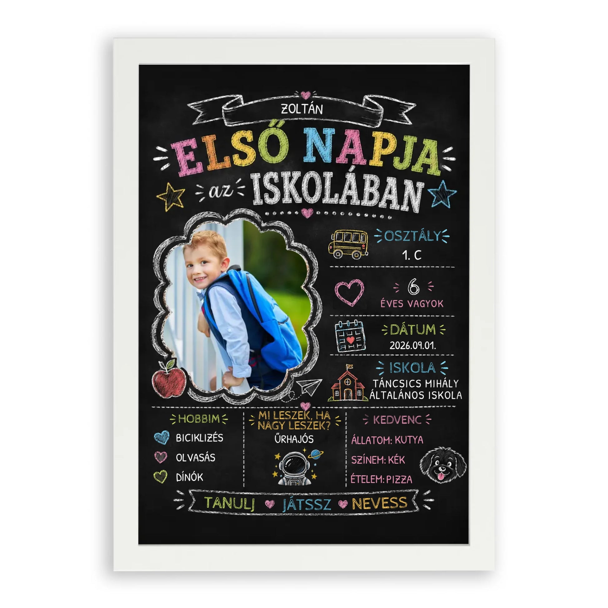 Első Nap az Iskolában - Emlékőrző - Krétatábla Stílusú Falikép