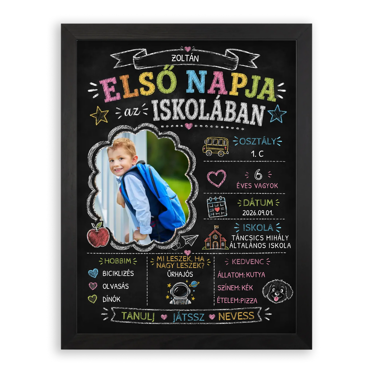 Első Nap az Iskolában - Emlékőrző - Krétatábla Stílusú Falikép