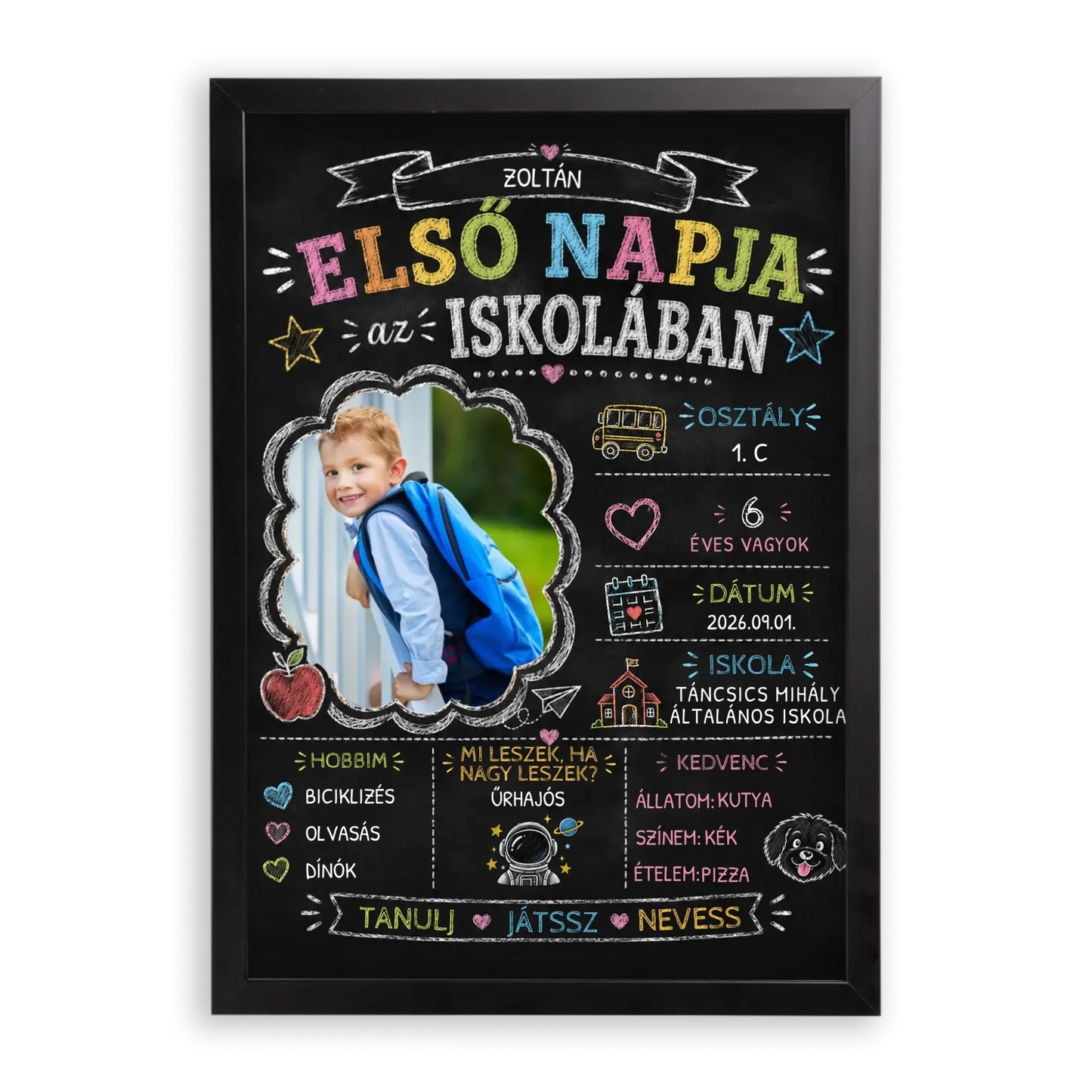 Első Nap az Iskolában - Emlékőrző - Krétatábla Stílusú Falikép