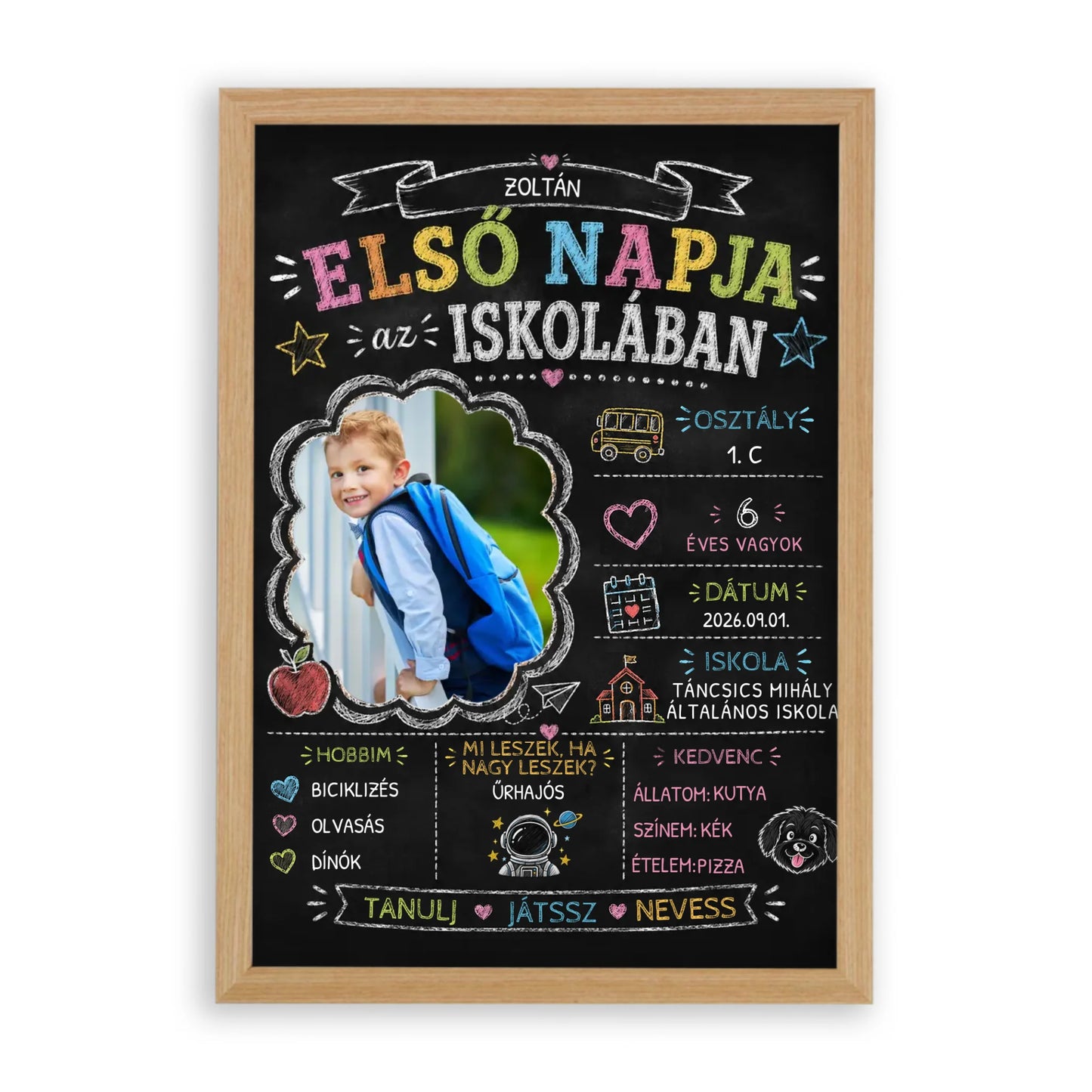 Első Nap az Iskolában - Emlékőrző - Krétatábla Stílusú Falikép