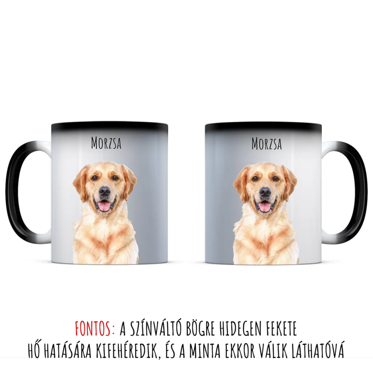 Egyedi Fényképes Kutyás Bögre Vízfesték Stílusban Színváltó
